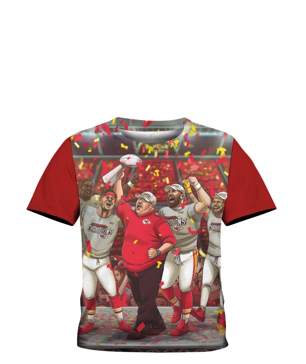 : TIE-DYE Red Patrick Mahomes Travis Kelce Andy Reid Champions  Champs Shirt T-Shirt Adult Small : Clothing, Shoes & Jewelry