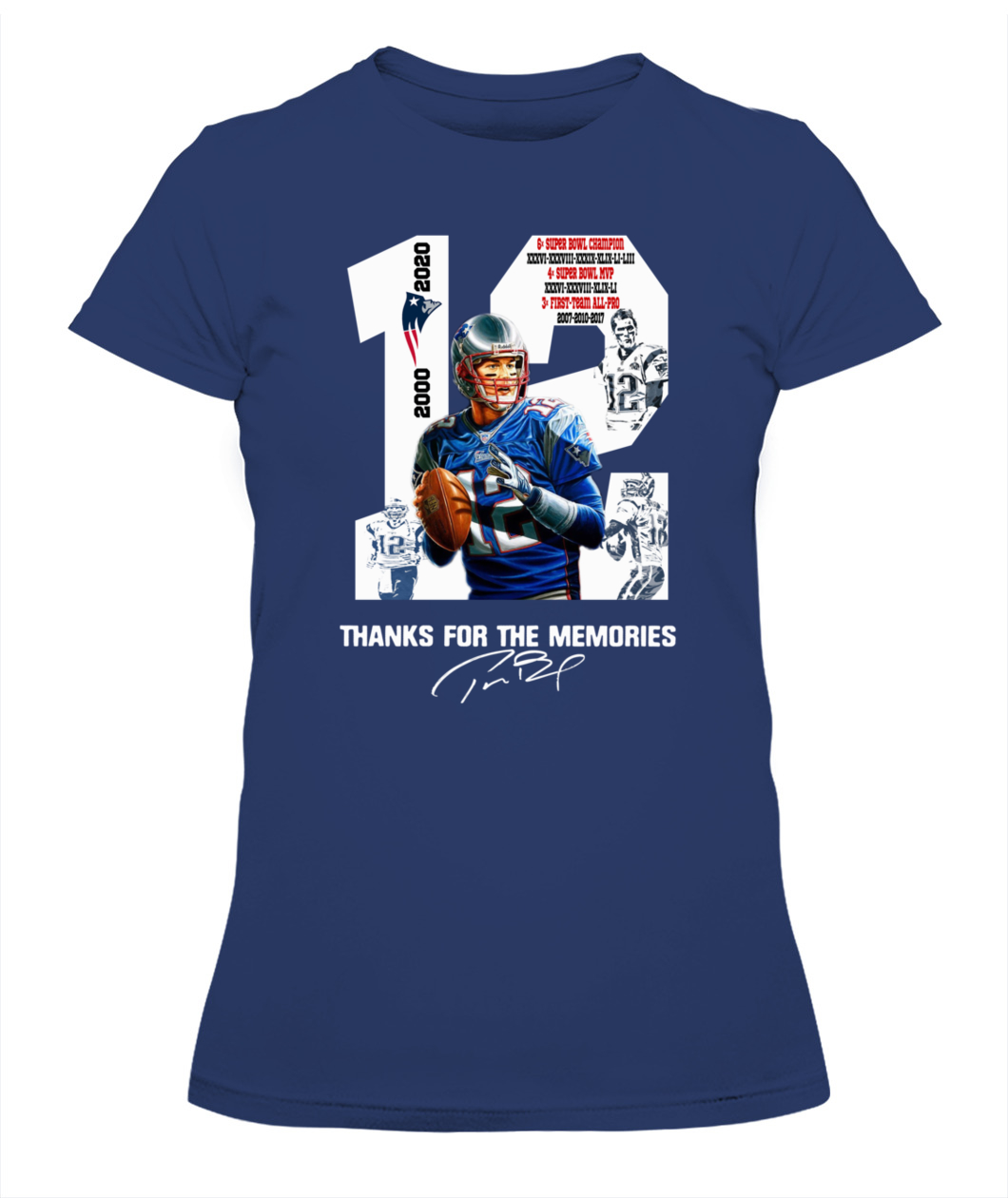 NFL New England Patriots Tom Brady Superbowl LI MVP T Shirt Size XXL 2XL  Navy