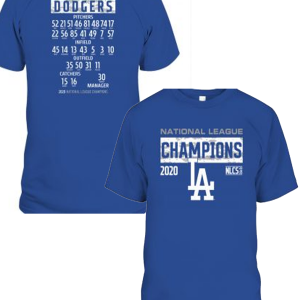 Los Angeles Dodgers 2020 National League Champions Bloop Single Roster T-Shirt