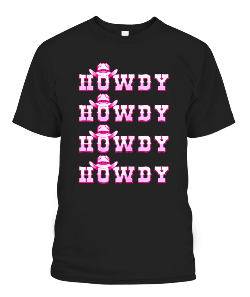 Pink Howdy Cow Girl Shirt Western Country Southern Rodeo T-Shirt ...