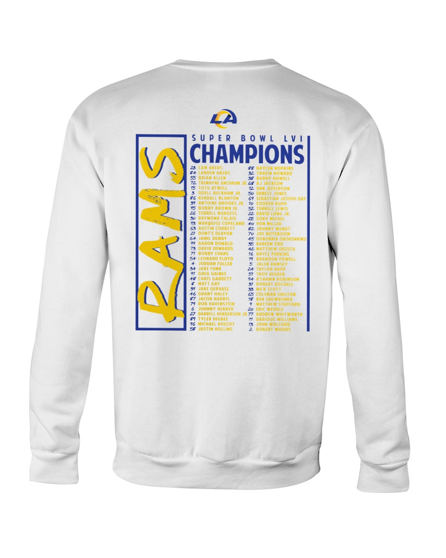 Los Angeles Rams Super Bowl LVI Champions Roster T-Shirt - White