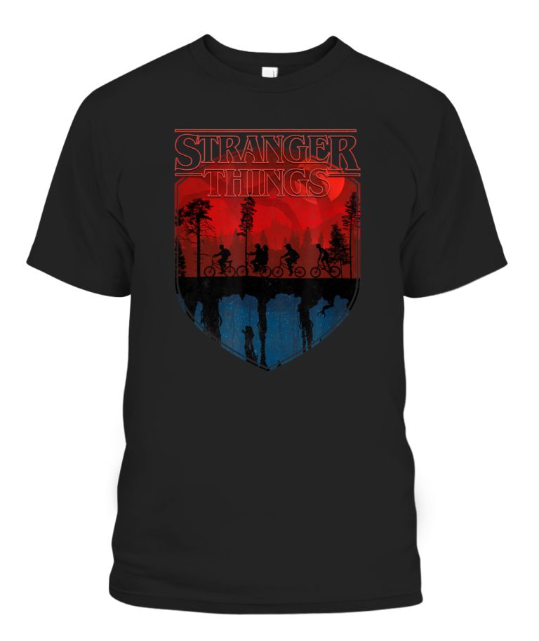 Stranger Things Group Shot Mindflayer Trail Silhouettes T-Shirt - Ellie ...